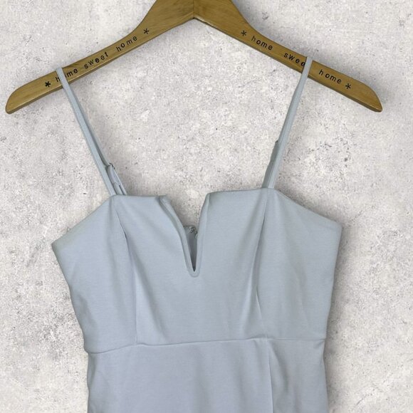 Nordstrom 2022 Open Edit White V-Neck Ponte Mini‎ Dress Size XS Sheath Slit Boho - Picture 5 of 11